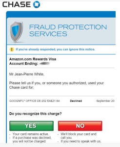 Chase Fraud Alert. Click to enlarge